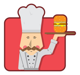 The cook with a cheeseburger