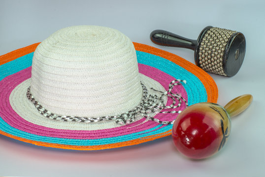 loppy beach hats percussion  in various colors on white backgrou