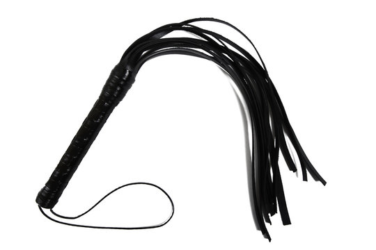 Black flogger on white background
