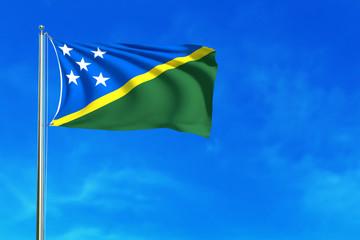 Solomon Islands flag on the blue sky background. 3D illustration