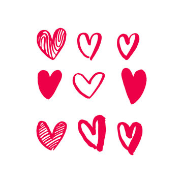 Hearts vector art red icons pattern for Valentine day