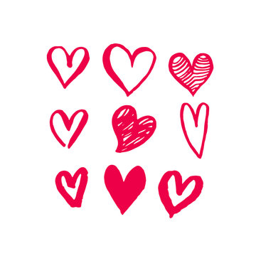 Valentine Day hearts sketch icons pattern vector art