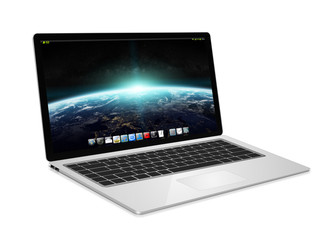 Modern laptop on white background 3D rendering