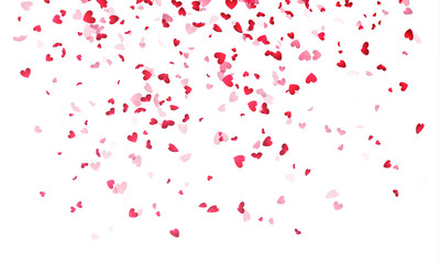 Hearts background, Valentine Day falling heart pink confetti - obrazy, fototapety, plakaty