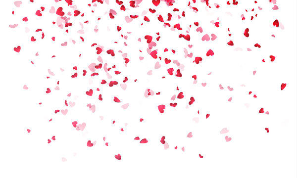 Hearts background, Valentine Day falling heart pink confetti