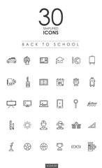 30 SIMPLIFIED BACK TO SCHOOL ICONS design