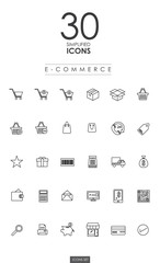 30 SIMPLIFIED E-COMMERCE ICONS design