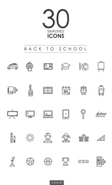 30 SIMPLIFIED BACK TO SCHOOL ICONS design