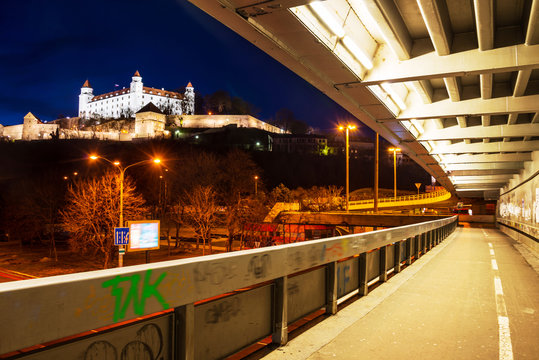 Bratislava, Slovakia. Night view of the castle