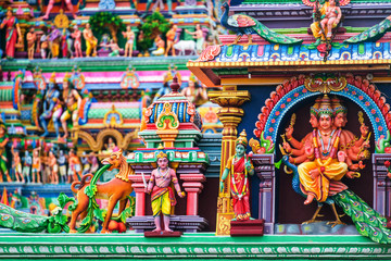 Chennai, India. Close view of religious figures of famous Arulmi - obrazy, fototapety, plakaty