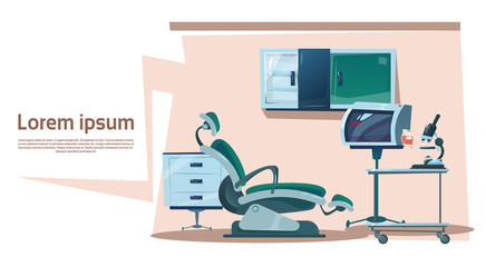Dental Clinic Interior Dentist Workplace Hospital Medicine Flat Vector Illustration