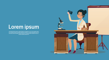 Doctor Woman Office Clinic Interior Workplace Hospital Medicine Care Flat Vector Illustration