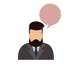 Profile Icon Male Avatar Man Hipster Cartoon Guy Beard Portrait Casual Person Silhouette Face Chat Bubble Flat Vector Illustration