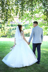 Bride and groom on wedding day