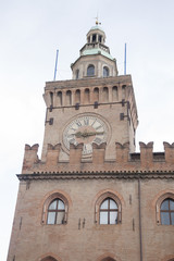 Fototapeta premium Clock Tower Building; Piazza Maggiore Square; Bologna; Italy