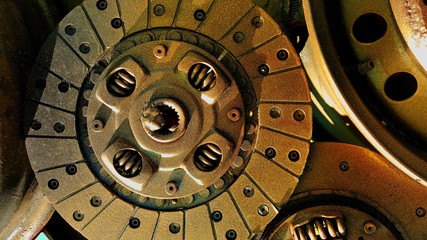 Orange painted automobile engine part