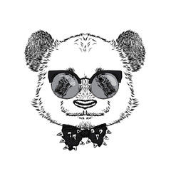 Panda with glasses and tie. Vector illustration.