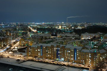 Fototapeta na wymiar Wintersight city at night