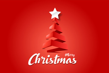 Christmas and New Years red background with Christmas Tree. Suit