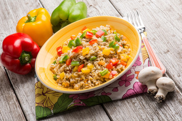 risotto with capsicum and champignon mushroom