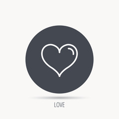 Love heart icon. Life sign. Round web button with flat icon. Vector