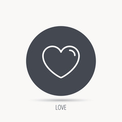 Love heart icon. Life sign. Like symbol. Round web button with flat icon. Vector