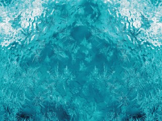 Beautiful natural frosty pattern on winter window. Selective focus