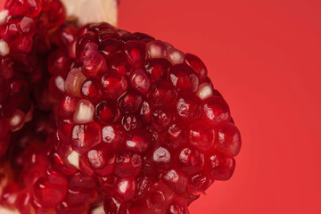 Close up view of pomegranate seeds