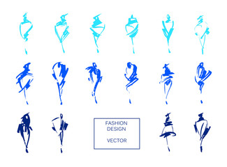Fototapeta na wymiar Set of fashion logos hand drawn. Vector fashion illustration.Colorful sketches isolated.