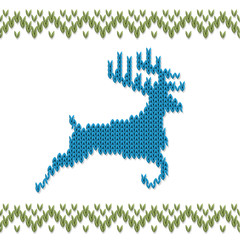 Knitted deer with norwegian ornament