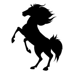 Fototapeta na wymiar Black horse prancing silhouette. Vector illustration