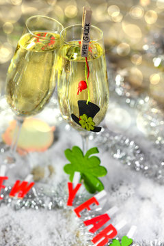 two glasses sparkling wine 