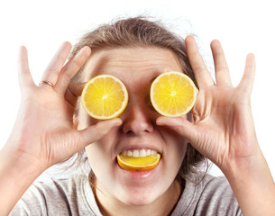 Woman holds a lemon