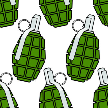 Military Grenade Seamless Pattern