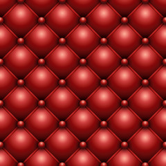 Seamless red buttoned leather upholstery texture.