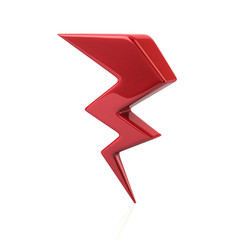 Red lightning icon 3d illustration