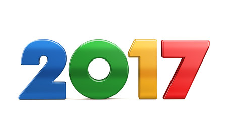 New 2017 year multicolored  figures isolated on white background