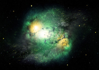 Stars, dust and gas nebula in a far galaxy