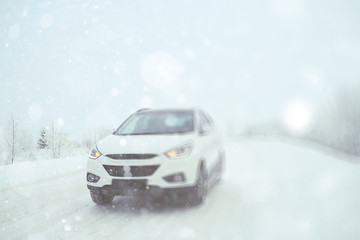 background blur bright car white snow winter