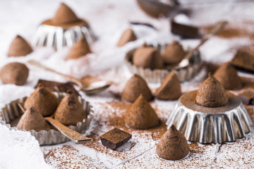 Obraz na płótnie Canvas The sweet chocolate truffles