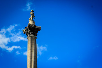 Trafalgar Square, Central London on a beautiful sunny day