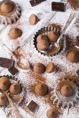 Fototapeta na wymiar The sweet chocolate truffles