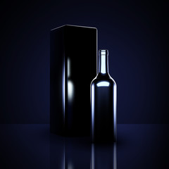 Luxury black background with elite alcohol. A bottle of wine.