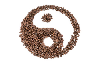 Roasted coffee beans isolated on a white background cutout