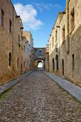 Fototapeta na wymiar Kollakio town quarter in the historic town of Rhodes.