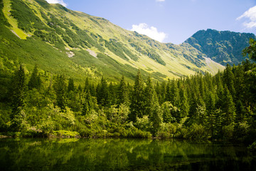 A beautiful mountain lake landscape in Tatry, Slovakia