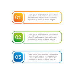 Fototapeta premium Layout workflow. Outline colorful menu for app interface. Number options. Web design of buttons elements. Infographics 1. 2. 3. vector template. Text illustration.