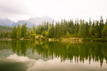 A beautiful mountain lake landscape in Tatry, Slovakia