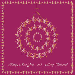 The pattern of snowflakes on a purple background