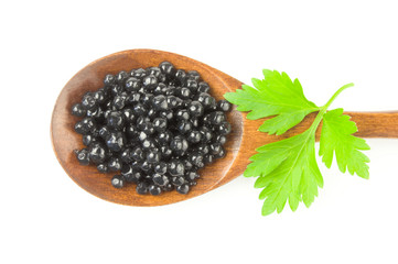 Black caviar isolated on a white background with clipping path